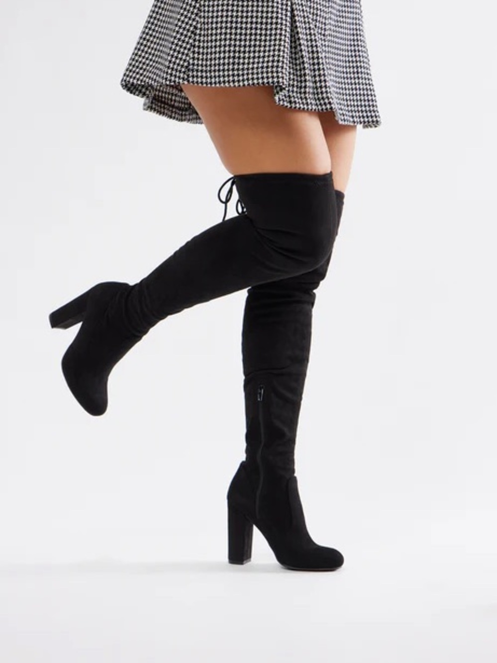 Fashion Nova Black Over-the-Knee Block Heel Boots